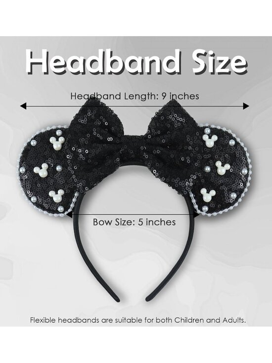 Women Black Polyester Velvet Mickey Mouse Halloween Costume Headband main image 6